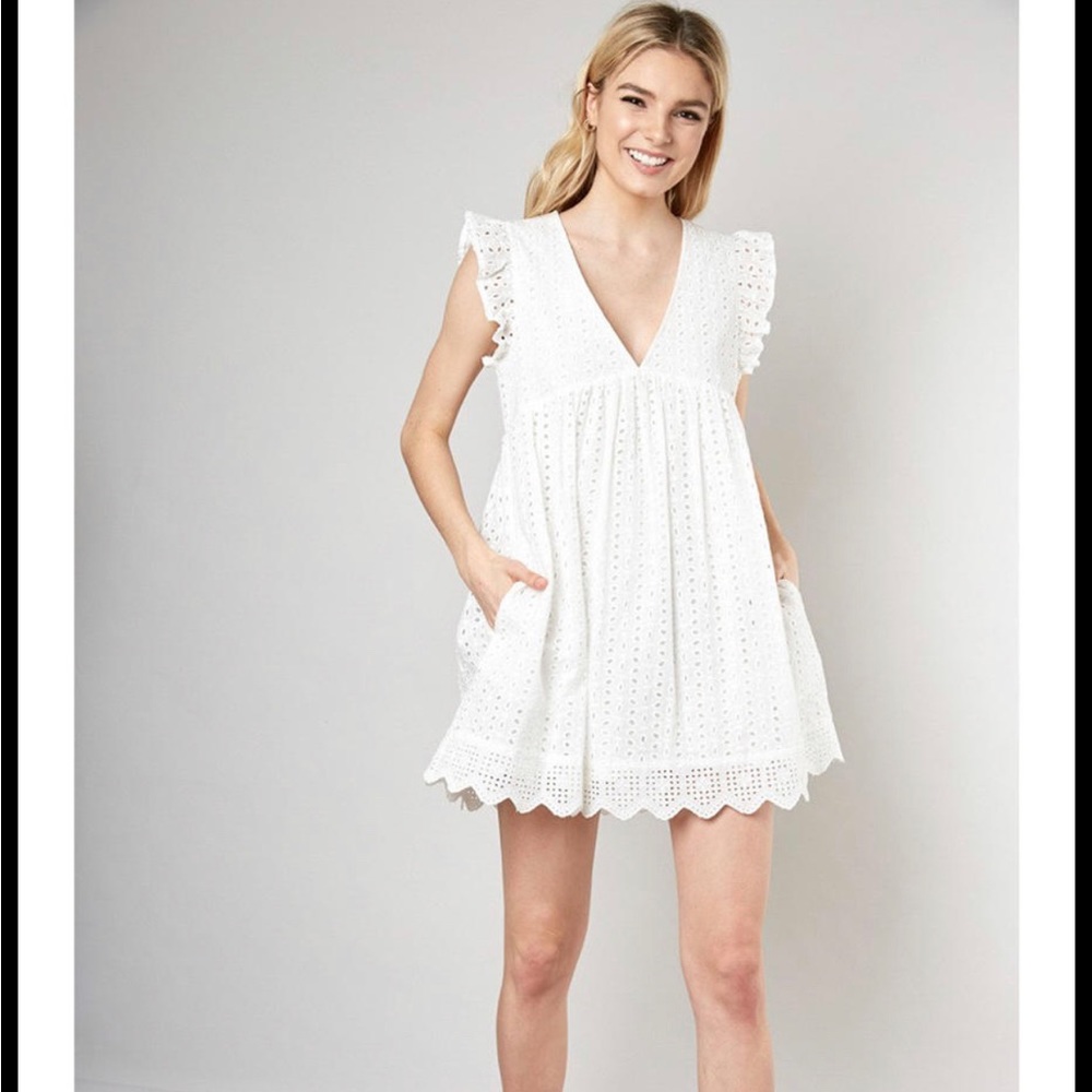 Mustard Seed White Embroidered Romper/Dress